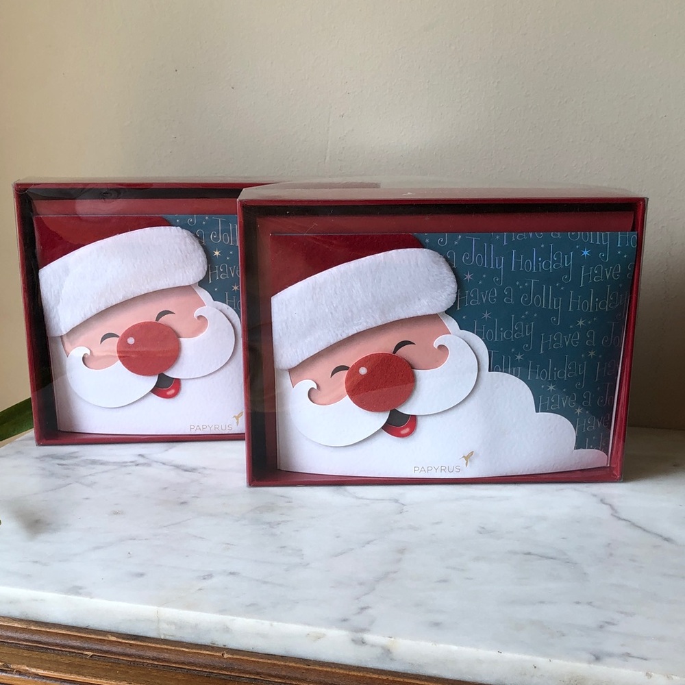 Papyrus Red, White & Blue Santa Holiday Card Set